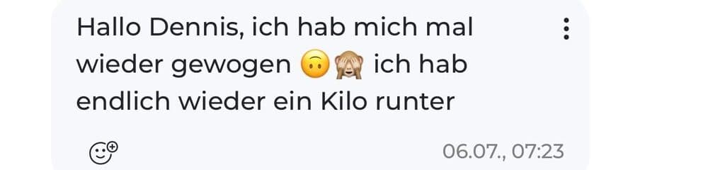 Kundinnen-Nachricht: endlich wieder ein Kilo abgenommen