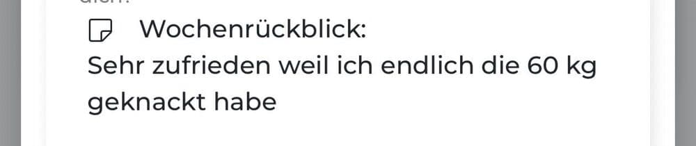 Kundinnen-Nachricht: endlich die 60 kg geknackt