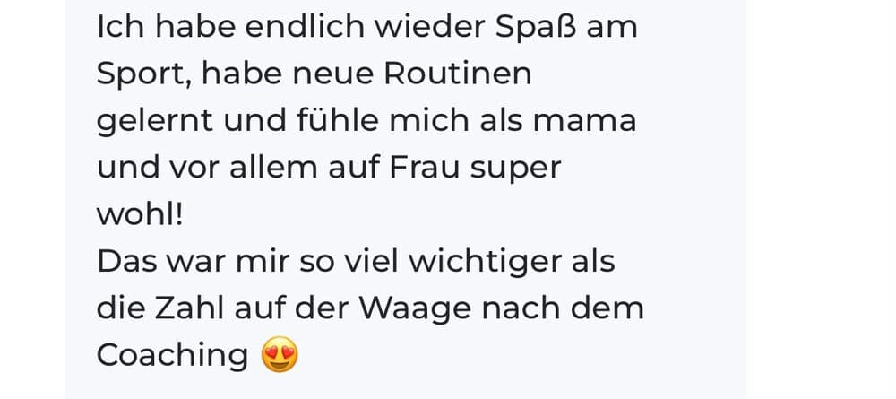 Kundinnen-Nachricht: wieder Spaß am Sport, fühlt sich als Frau wohl