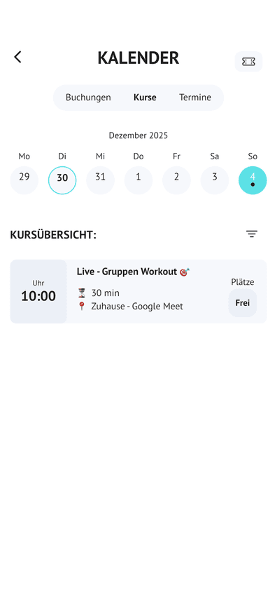 DBF-Coaching App – Kalender & Live-Kurse